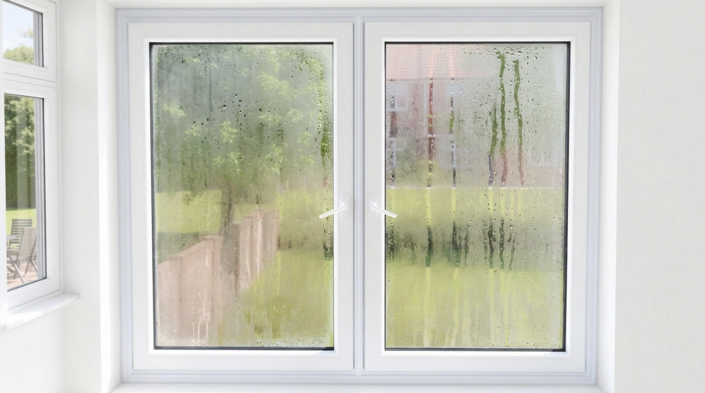 Misted window before repair